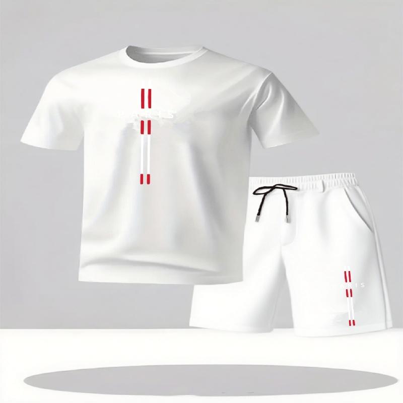 2026 Men's Casual T-Shirt and Shorts Two-Piece Set Relaxed Fit Men's Short-Sleeve Breathable Athletic Set Two-Piece Set