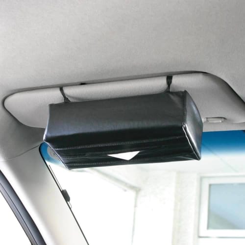 Napolex Tissue Case Sun Visor/Headrest/Armrest Easy Installation Can also hang plastic bags Genuine Leather Style Black Convenient Goods Car Supplies