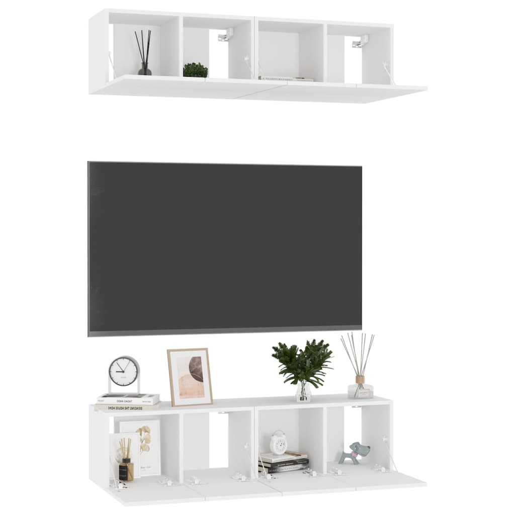 Vidaxl Szafki Tv, 4 Szt., Białe, 60X30X30 Cm, Materiał Drewnopochodny