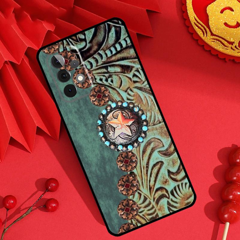 Western Cowgirl Cowboy Boots Cowhide Case For Samsung Galaxy M13 M14 M12 M11 M15 M06 M16 M36 M56 M31 M53 M32 M52 M35 M55 M34 M54