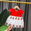 Baby Girl Summer Short-sleeved Dress Clothes Cotton Stitching Embroidery Yarn Foreign Girl Princess Dresses