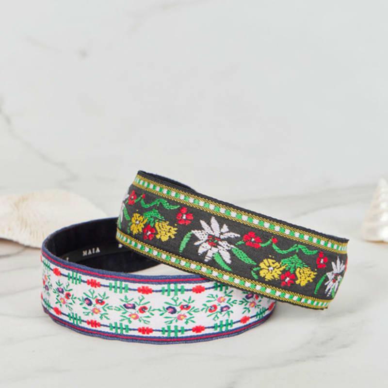 MAIA Green Floral Jacquard Hairband - Knot D Green