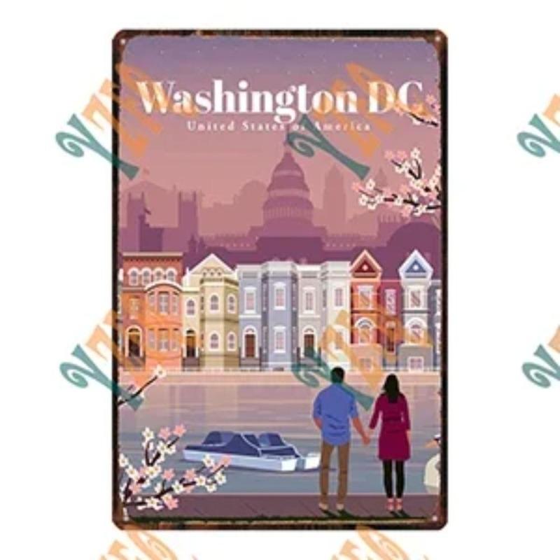 Cityscape Travel Metallschild, Urbanes Landschafts-Wanddekor 20x30cm