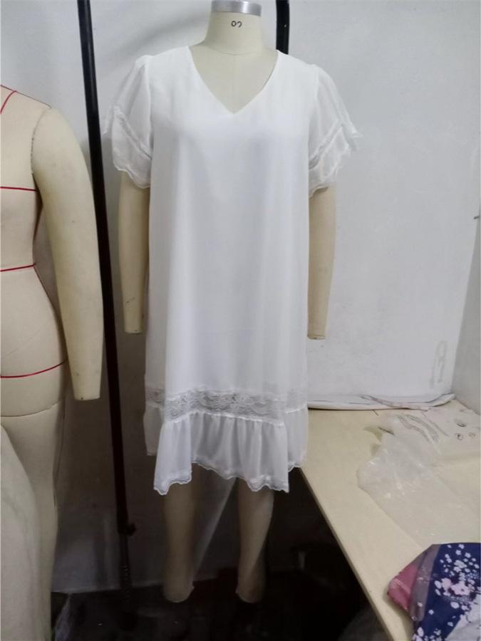 Solid Color Lace V-Neck Tassel Dress - Hot Selling Casual Wear
