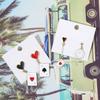 2 Pairs Trendy Clock Poker Card Drop Earrings Asymmetric Ear Accessories Stylish Earwear for Festivals and Gatherings
