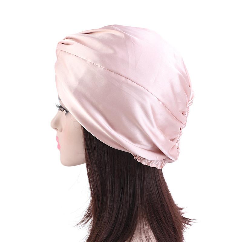 Doppelte Schlafmütze aus Seide, Nachtschlafmütze aus Seide für Damen mit elastischem Band für die Haarpflege langer Haare