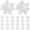 1bag 5pcs Christmas Decorations Glitter Polyester  Artificial Christmas Flowers for Christmas Tree Ornament Party Wreath Decor