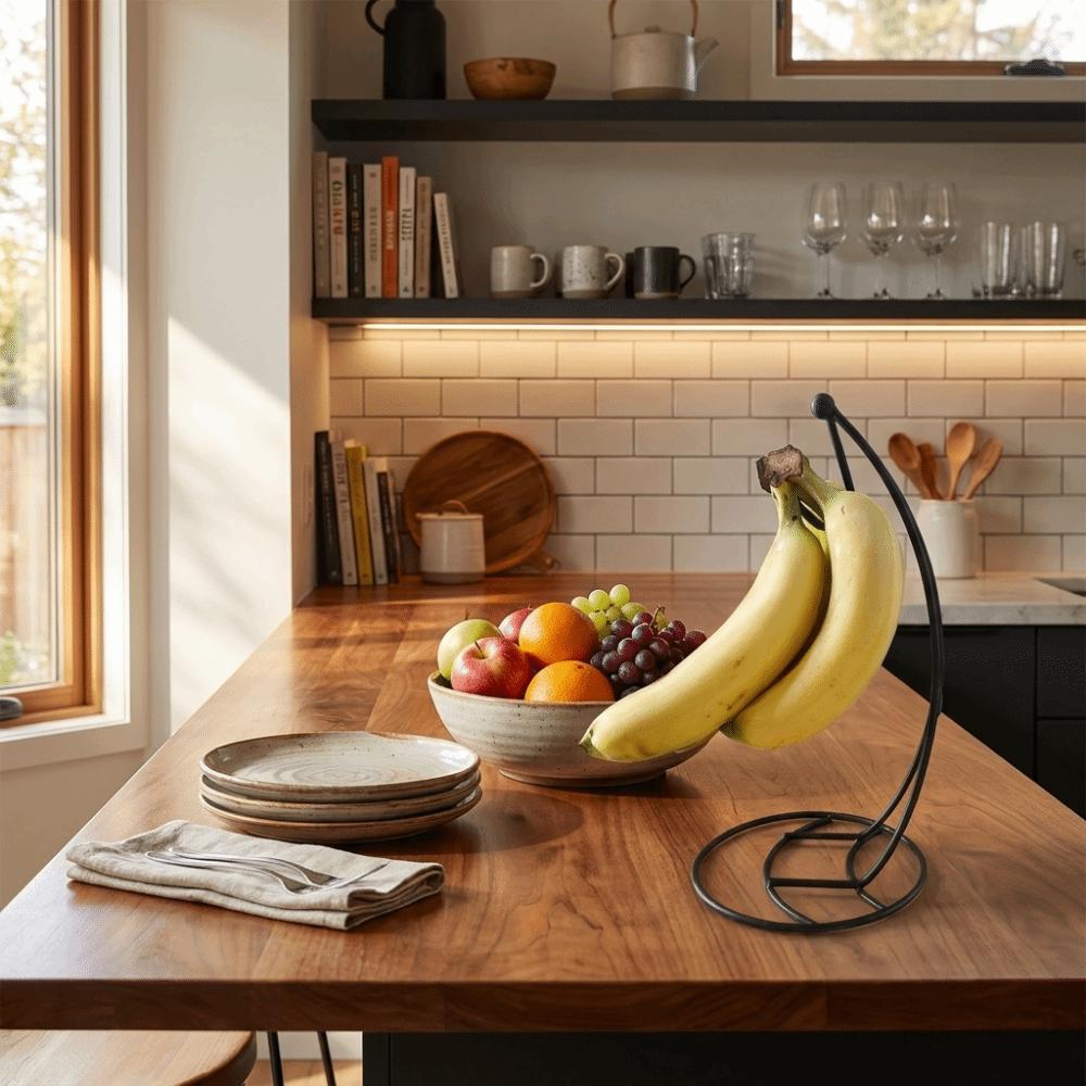 Rust Proof Banana Holder with Base Fruit Vertical Storage Rack Kitchen Storage