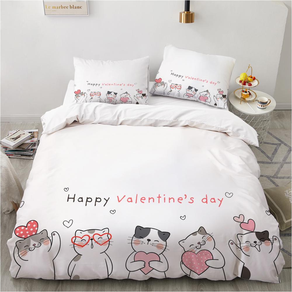 Animal Kitty King Queen Duvet Cover Lovely Pet Cat Bedding Set Cartoon Quilt Cover 2/3pcs Colorful Polyester Comforter Cover