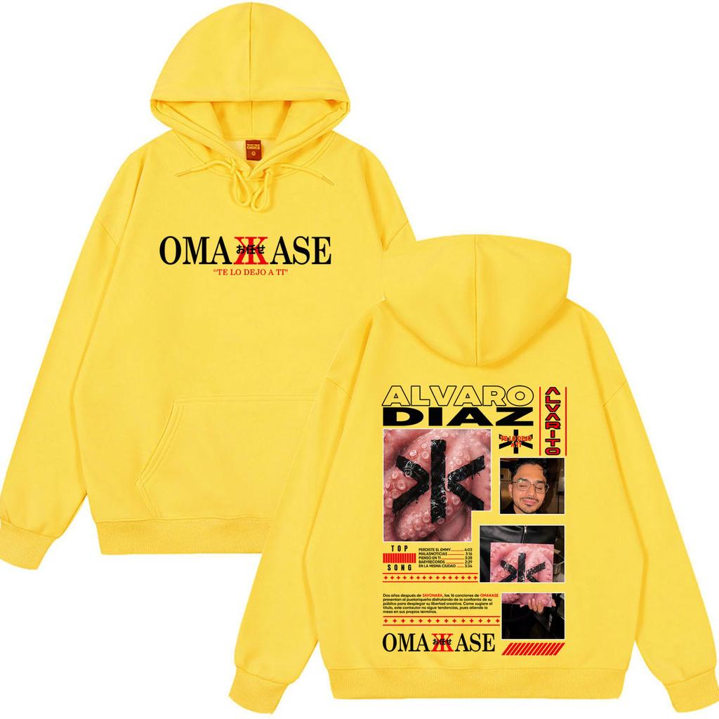 Alvaro Diaz Omakase Album Tour Print Hoodie Men Women Hip-Hop Sweatshirts Long Sleeves Casual Loose Gothic Punk Pullover