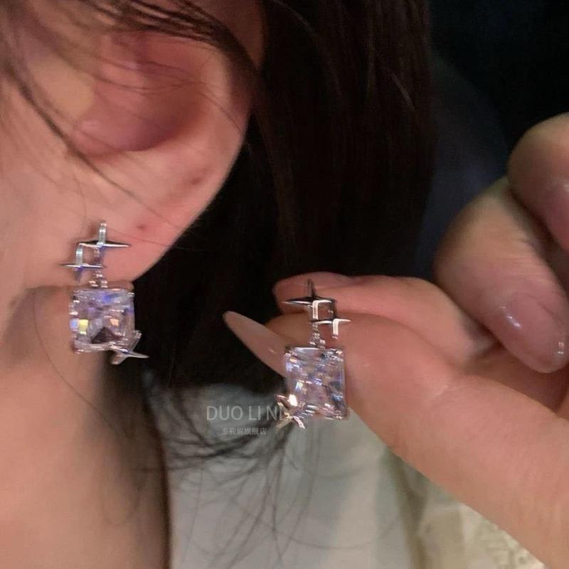 

Серьги с серебряными иглами S925 и монокристаллами для женщин, серьги с цирконом