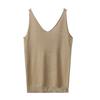 Top Estivi da Donna a Bretelle Scollo a V Senza Maniche Vestibilità Ampia Pullover Top Seta Lucida Brillante Tinta Unita Parte Inferiore Streetwear
