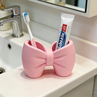 New Creative Bow Pen and Toothbrush Holder | Plastic, Freestanding, Ideal for Bedroom and Bathroom Decor, Bathroom Accessories