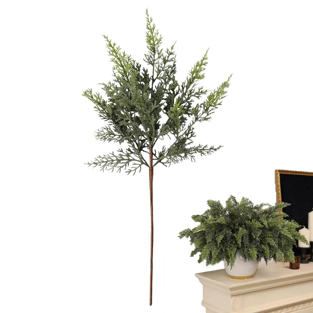 1pcs Christmas Greenery Stems Artificial Cedar Home Decor Artificial Christmas Greenery Pine Stems for Crafts Wreath Vase Filler