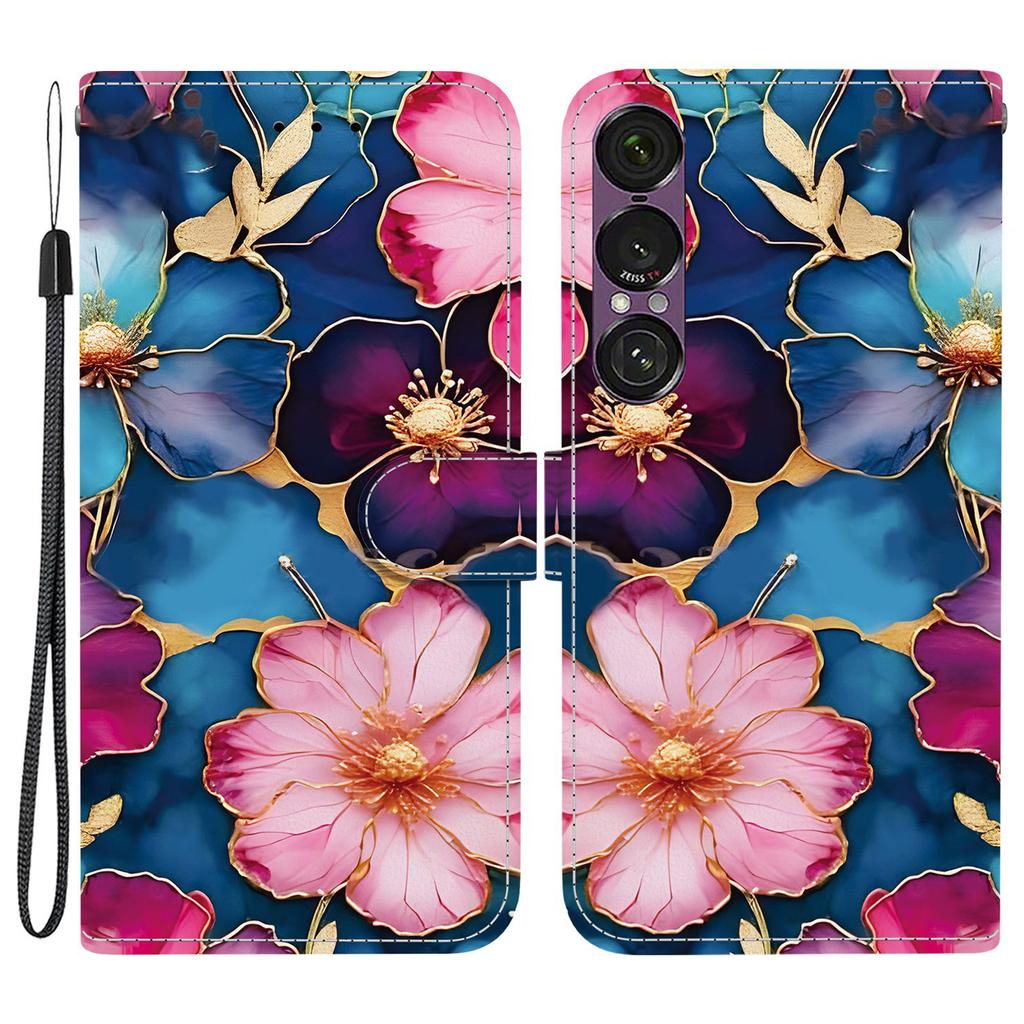 For Sony Xperia 1 VII Wallet Case Pattern Printing Leather Stand Phone Cover with Strap