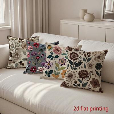 2D Colorful Floral Patterned Decorative Throw Pillows Pattern Cushion Cover Suitable For Sofa Bedroom Car Pillow Cover
