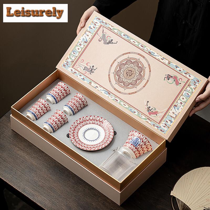 Thousand Buddha White Porcelain Tea Set Complete Set Zen Tea Ceremony Set Household Teapot and Tea Cup Set Cha Supplies Craft