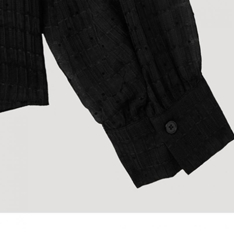 [She S miSS] Sheer Tie Neck blouSe Swwblp11010 Bk