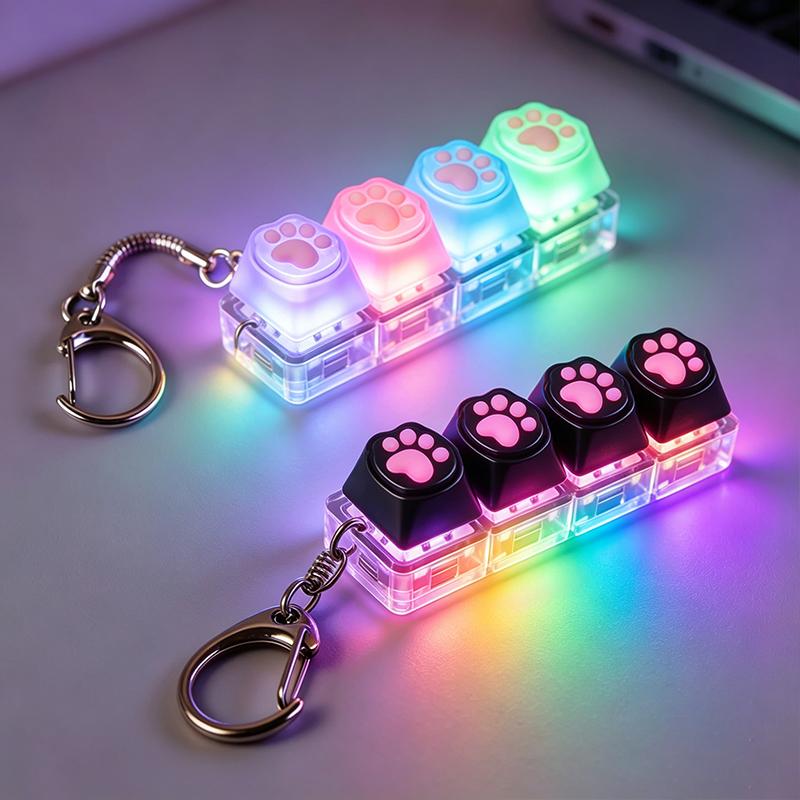 Multi-Style Led Light-Up Keychain Keyboard Clickable Button Fidget Toy For Stress Anxiety Relief Portable Toys Gift