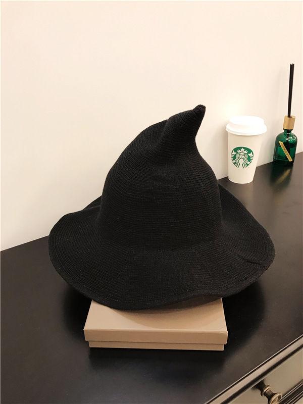 Temperamental Big Brim Witch Hat - Knitted Halloween & Christmas Style for Women