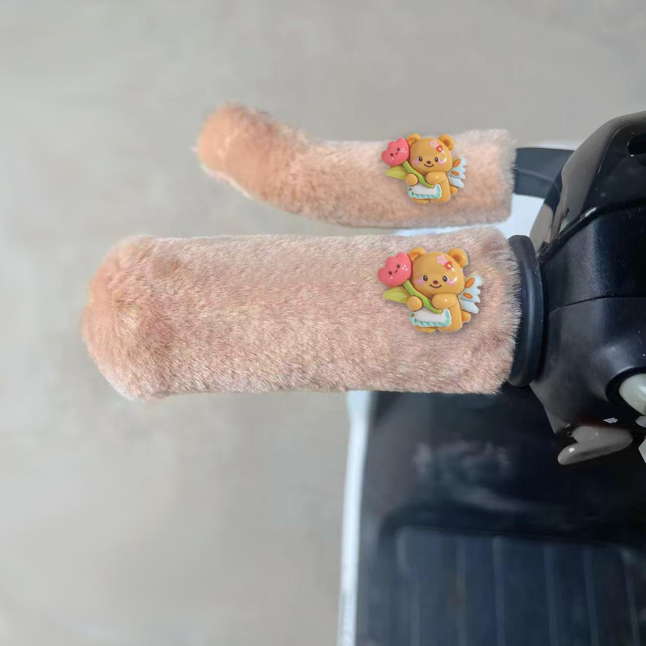 Universal Winter Plush Anti-Slip Handlebar Covers for Electric Scooters and Tricycles Two Brake Covers (Thickened)