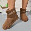 fashion Fashion Striped Short Plush Warm Snow Boots Women Winter Faux Fur Flat Ankle Boots Woman Comfortable Slip On Cotton Padded Shoes