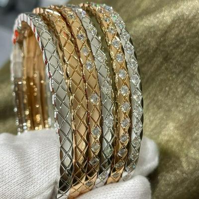 Xiang Grandma High Version Coco Diamond Plaid Diamond Bracelet Plated 18K Gold CNC Narrow Version Diamond-free Diamond Plaid Couple Bracelet