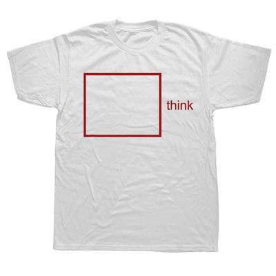 Funny Think Outside the Box Graphic T-shirts Men Women's Fashion Casual Tshirt 100% Cotton Loose Oversized T Shirt
