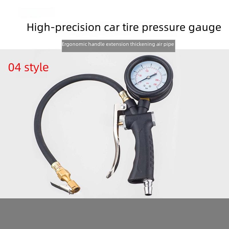 Black Reinforced Mechanical Tire Pressure Gauge with Oil-Immersed Pointer