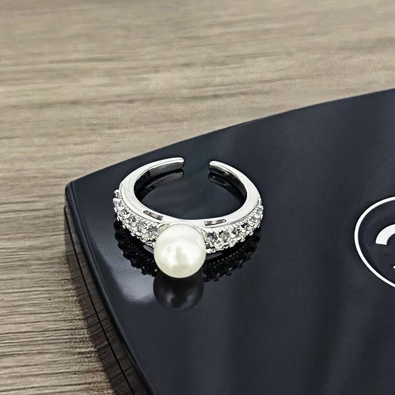 Niche Design Double-Headed Zircon Bead Ring Light Luxury High-End Open Index Finger Ring Fashion Jewelry