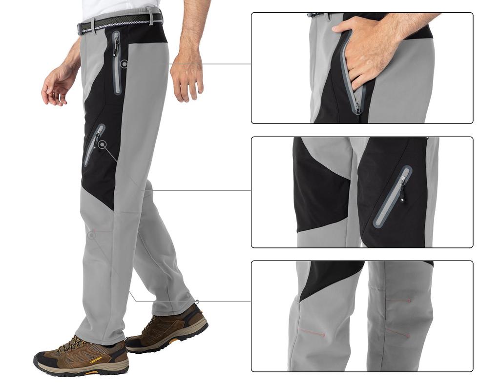 Gopuune Hiking and Perfect for Outdoor and Light Size Men's Fleece-Lined Pants, Windproof, Water-Repellent, Activities, Climbing, Work, Fishing, More.
