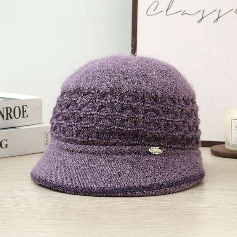Autumn and Winter Hat for Women with High End Temperament Mother Hat Fashionable Versatile Knitted Hat Windproof Ear Protection Warm Hat