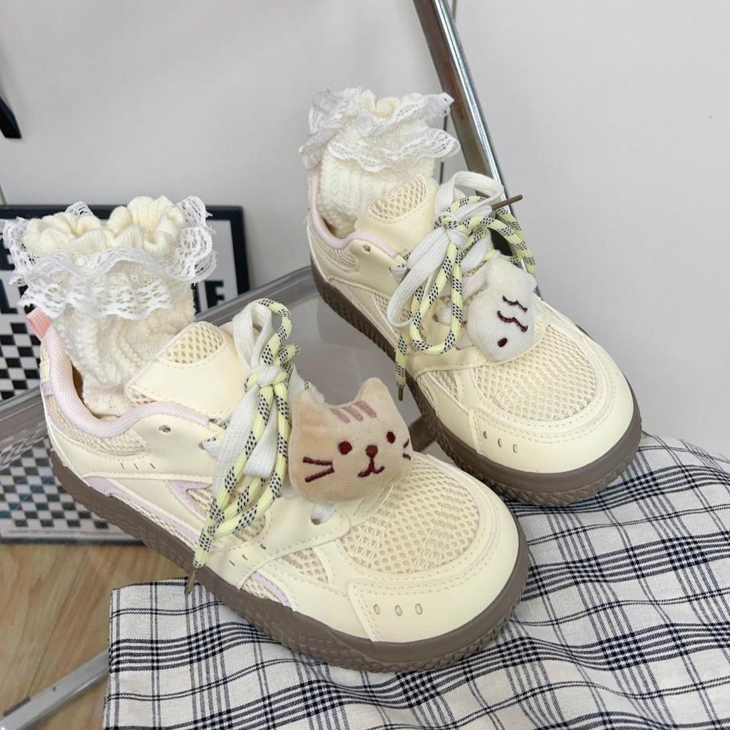 Pink Campus Style Cute Mesh Breathable Board Shoes Summer Sweet Thin Shoes Female Student Soft-soled Sneakers