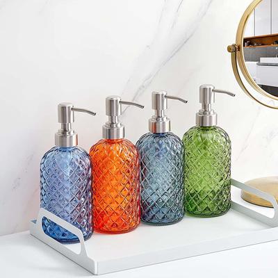 Glass Soap Dispenser Maual Liquid Soap Dispenser Bottle Refillable with 304 Stainless Steel Pump for Laundry Hotel Kitchen