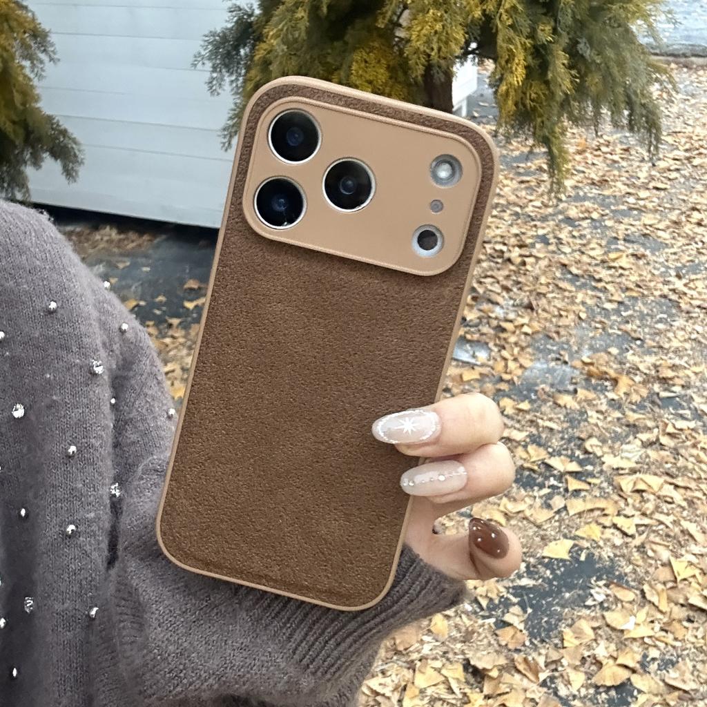 Niche style retro solid color leather pattern for iPhone17Pro max Apple 16 mobile phone case 14/15 advanced sense