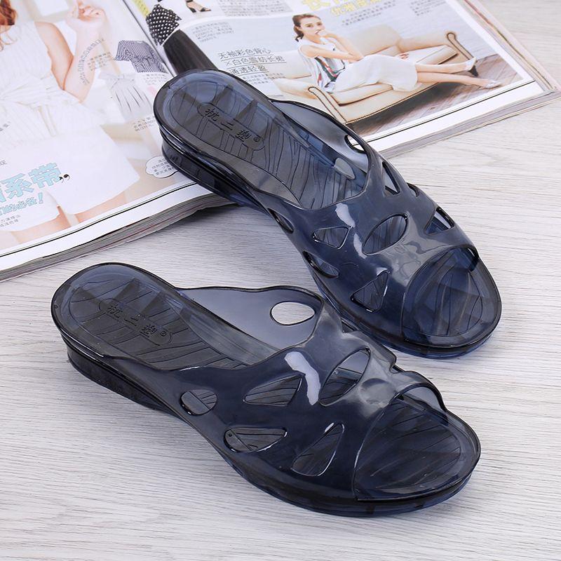 

New Crystal Plastic Slippers for Women In Summer Anti Odor High Heels Anti Slip Cool Slippers for Home and Indoor Use 40