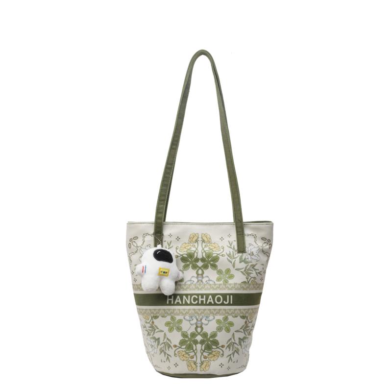 

Женская сумка-мешок через плечо с принтом на холсте зелёный