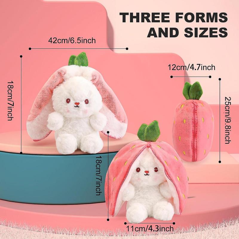 Wendbares Häschen Erdbeere PlüschtierHäschen Stofftier für Jungen und Mädchen (Erdbeere7.87 Zoll)
