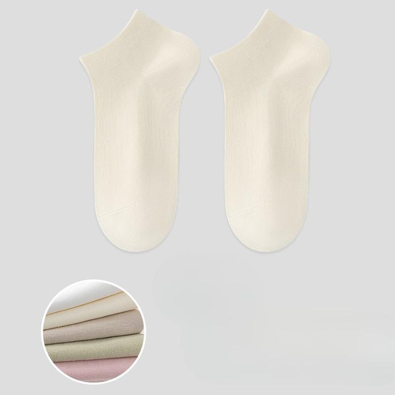 Women's Summer Thin Cotton Pure Color Mesh Breathable Sweat Absorption Deodorant Boneless Socks