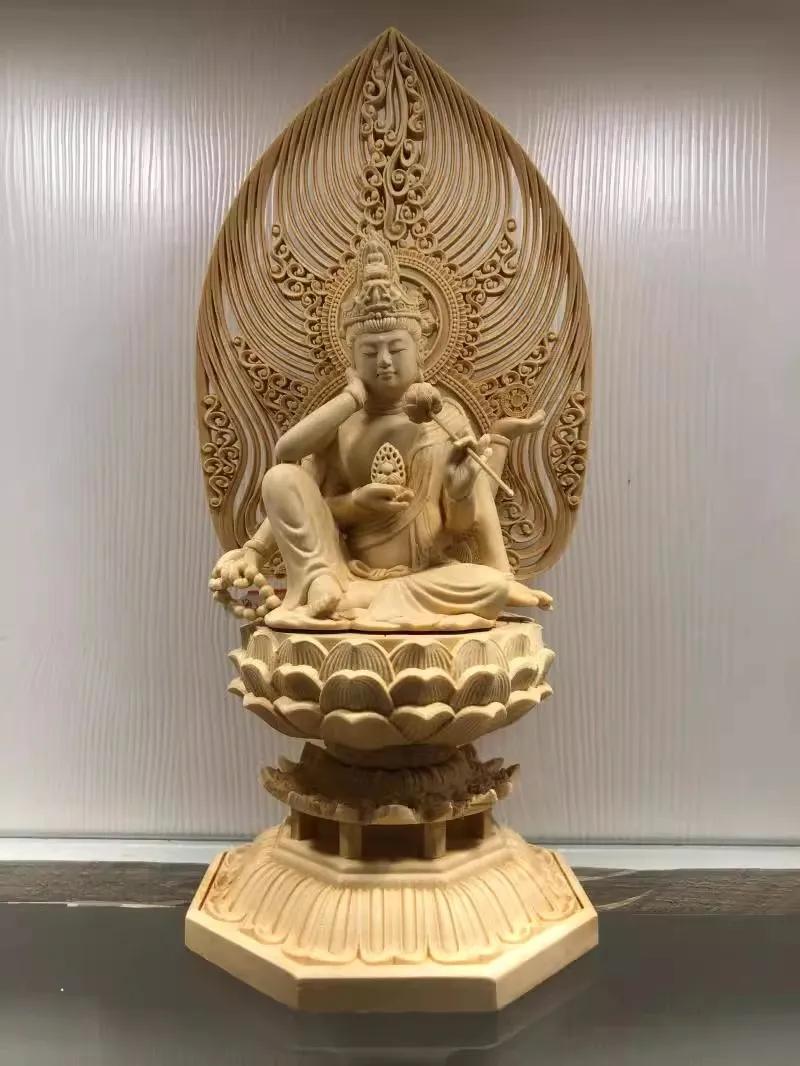 Резьба по массиву дерева Статуя шестирукой Гуаньинь Бодхисаттвы Жуи, Деревянная статуя Будды ручной работы, Китайская домашняя статуя,