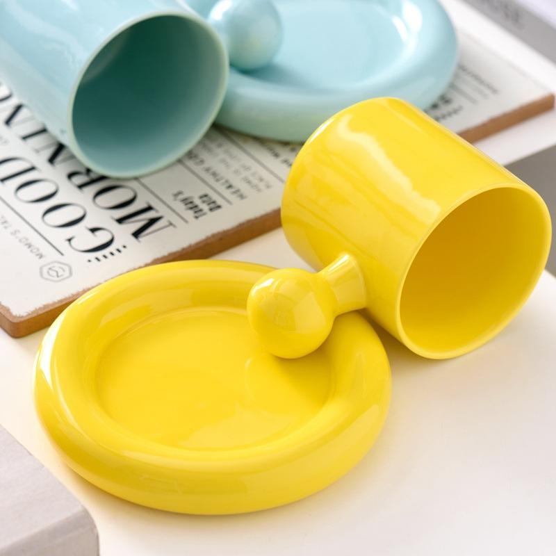 Vysoce hodnotný keramický hrnek Macaron Nordic INS, sada podšálků a hrnků na kávu, kreativní dárek