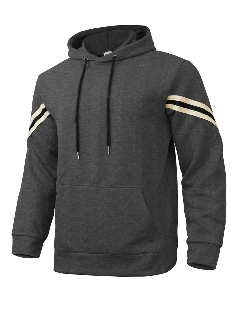 Autumn/Winter Jacquard Heavyweight Men's Warm Hooded Outdoor Sports Hoodie