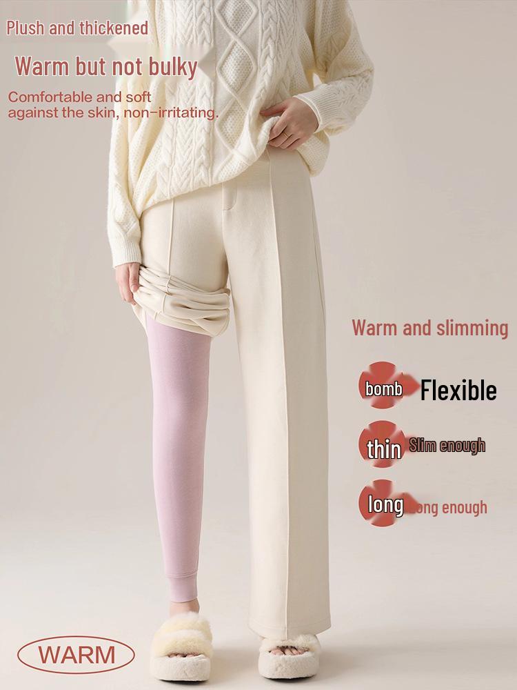 High Waist Seamless Cotton Cashmere Pants - Warm, Comfortable & Close-fitting for Autumn/Winter