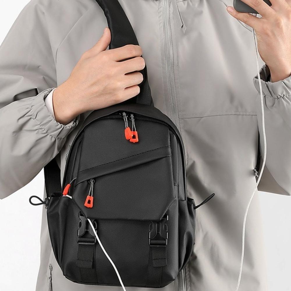 Adjustable Strap Outdoor Shoulder Bag Breathable Sports Walking Bag Zipper Men's Chest Bag  Travel