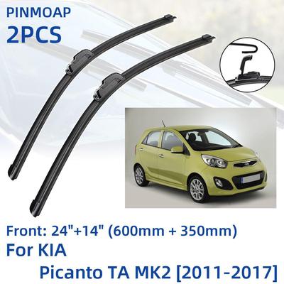 2PCS Front Windshield Windscreen Wiper Blades For KIA Picanto TA MK2 2011-2017 24"+14"  Window Brushes Cutter Accessories 2011 2012 2013 2014 2015 201