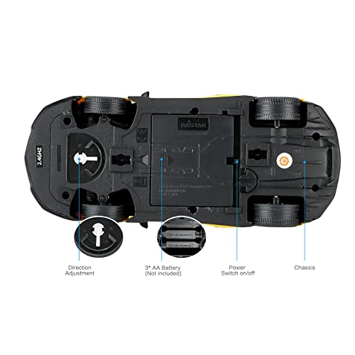 RASTAR 1/24 Lamborghini Aventador SVJ Radio Control Car, 2.4GHz Yellow