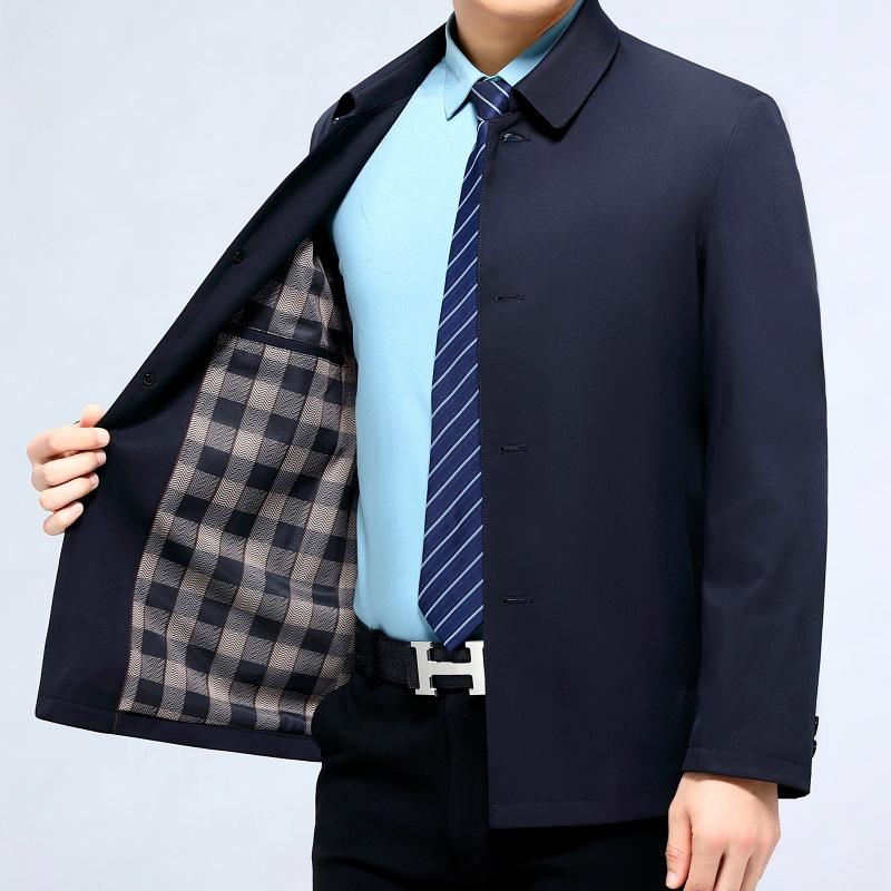 Dad's Clothing Men's Jacket Spring and Autumn Loose Lapel Middle-aged and Elderly Dad's Clothing Button Mulberry Silk Casual Jacket
