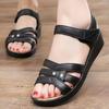 Women's Summer New Wedges Hollow Out Sandals Open Toe Thick Sole Non Slip Light Velcro Washable Middle Aged And Elderly Sandals