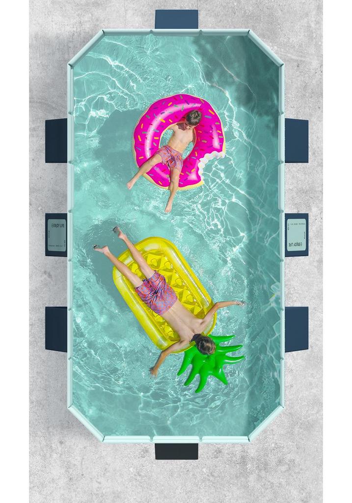 Blue No-Installation Inflatable-Free Family Swimming Pool for Outdoor Home Use - Ready for Immediate Use