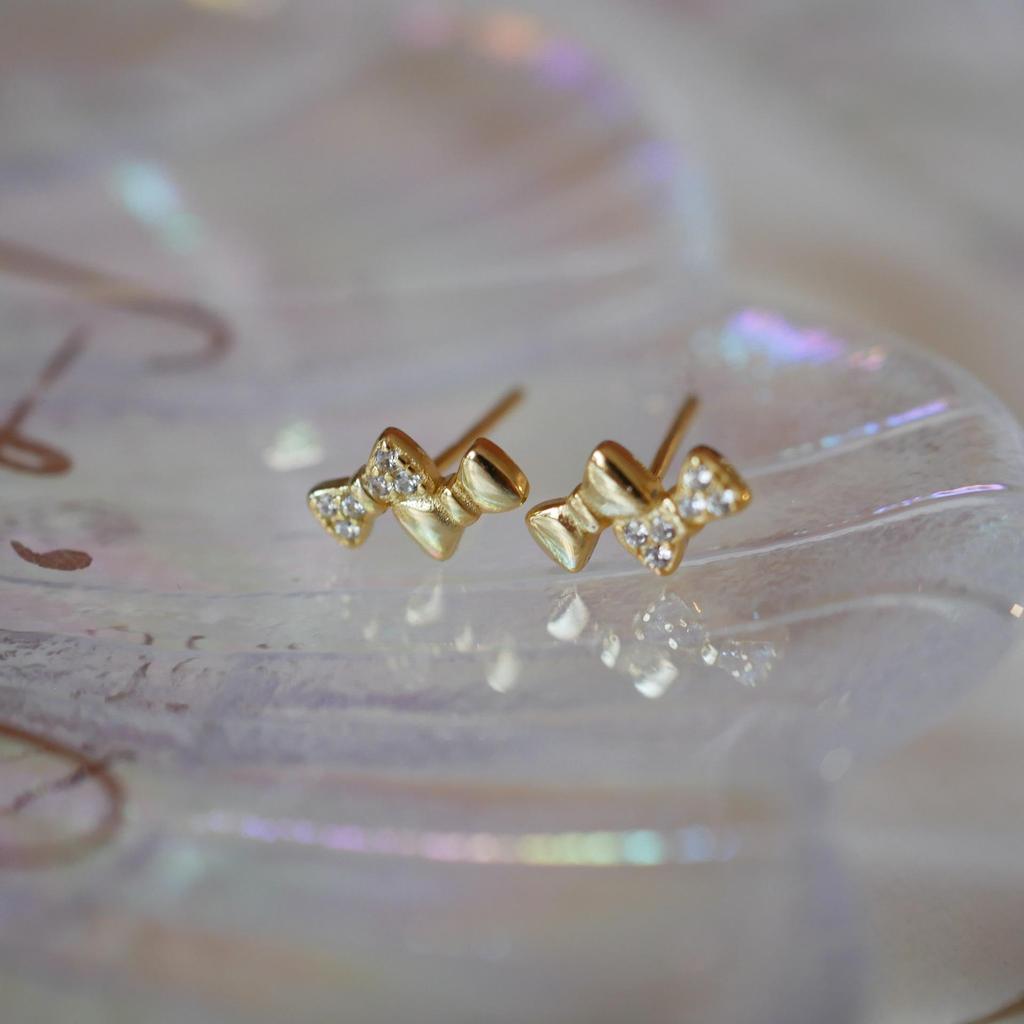 Mini Bow S925 Sterling Silver Zircon Stud Earrings